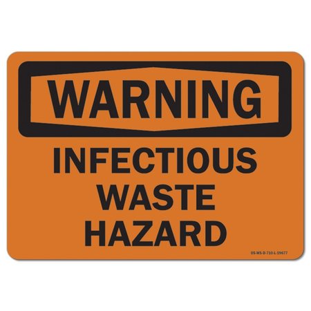 SIGNMISSION Safety Sign, OSHA Warning, 12" Height, 18" Width, Aluminum, Infectious Waste Hazard, Landscape OS-WS-A-1218-L-19677